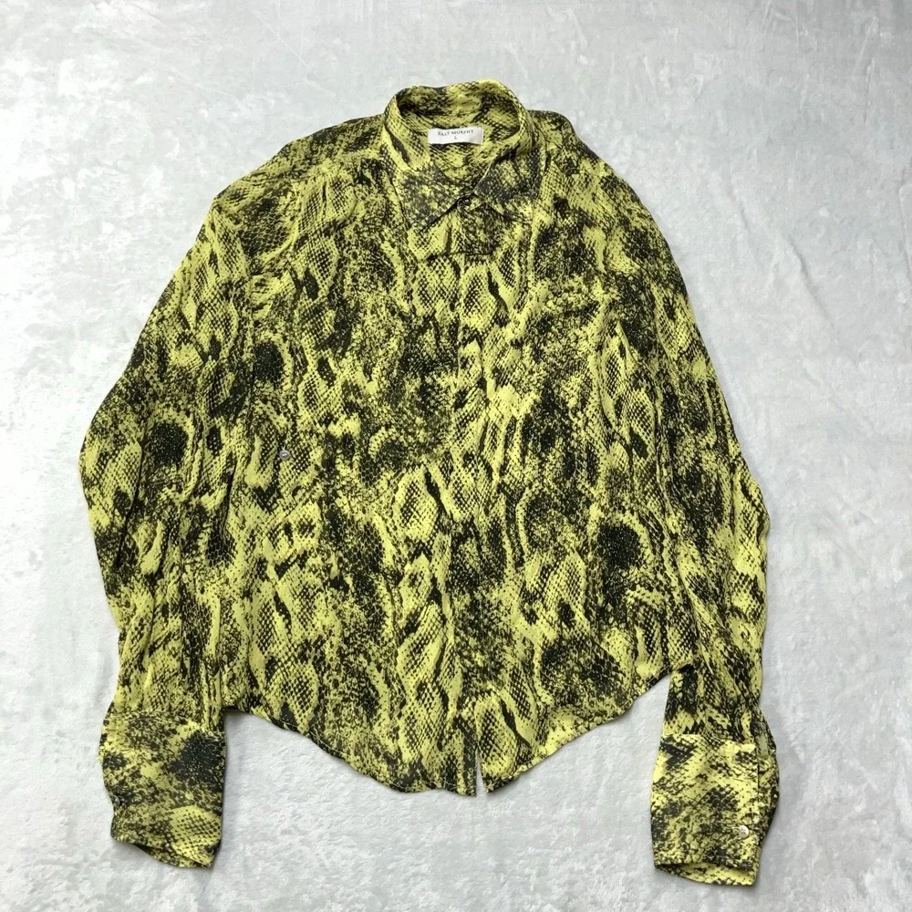 Salt Murphy Snake Print Sheer Long Sleeve Shirt Men Large Lightweight Designer